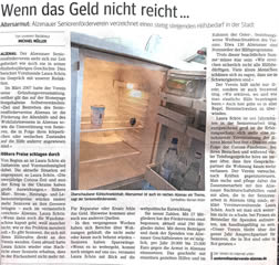 Presseartikel "Wenn das Geld nicht reicht"